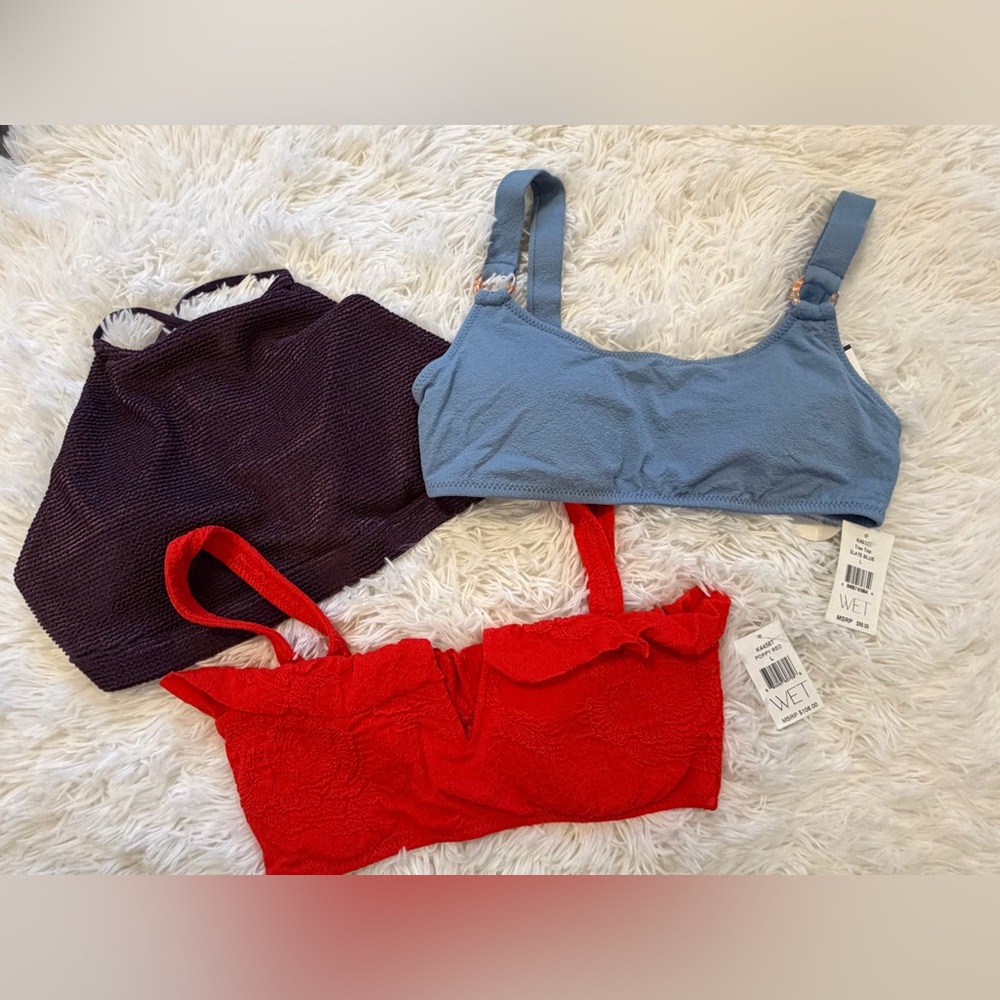 WET Swim Bikini Tops Lot of 3 NWT size L bandeau style bundle MSRP $300